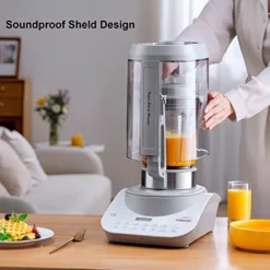 Quiet Blender Commercial Low Noise Soundproof Heat Milk, Soup, Quiet Smoothie Blender 48oz./1.5L Self-Cleaning