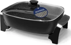 -6203# Extra Deep 16"x13"x3.2" (10.5Qt.) Scratch Resistant, Easy Pour Spout Dishwasher Safe, Non-stick Electric Skillet With Glass Vented Lid, Adjustable Temperature, Black 15 -6203# Extra Deep 16"x13"x3.2" (10.5Qt.) Scratch Resistant, Easy Pour Spout Dishwasher Safe, Non-stick Electric Skillet With Glass Vented Lid, Adjustable Temperature, Black -Kitchen Island Sale 41ou5ZIZz L. AC
