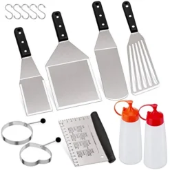 14-Piece Metal Spatula Set, Stainless Steel Pancake Fish Egg Hamburger Turners, Griddle Flippers For Kitchen Restaurant BBQ Grilling Cast Iron Skillet, Dishwasher Safe