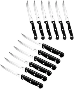 Serrated-Steak Knives Set Of 12, Black Full-Tang Triple Rivet Steak Knife Sets, 4.5 Inch, For Kitchen Restaurant Tableware Camping ,Dishwasher Safe, Stainless Steel Sharp Blade 18 Serrated-Steak Knives Set Of 12, Black Full-Tang Triple Rivet Steak Knife Sets, 4.5 Inch, For Kitchen Restaurant Tableware Camping ,Dishwasher Safe, Stainless Steel Sharp Blade -Kitchen Island Sale 41pYHktGTxL. AC