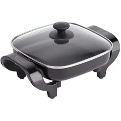 Square Non-Stick Electric Skillet With Glass Lid - 8"