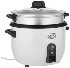 Black & Decker Lack & Decker RC2850 1100W 2.8 L 11.8 Cup Rice Cooker (Non-USA Compliant), White, Standard