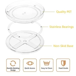 3 Pack Clear Lazy Susan Organizer Turntable 10.6 Inch, Rotating Spice Rack Spinning Bins For Cabinets Kitchen, Countertop, Bathroom, Makeup, Pantry Organization And Storage
