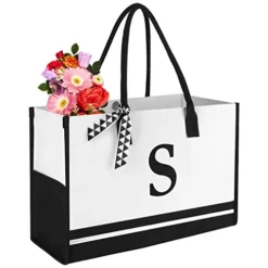 GLORIEROO Lace Canvas Tote Bag - Personalized Present Beach Bag Unique Gifts For Women Teachers/Mothers Day/Birthday/Brides