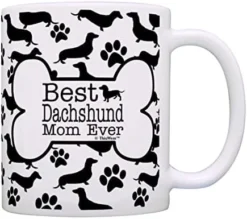 Dog Owner Gift Best Dachshund Dad Ever Paw Pattern 11oz Ceramic Coffee Mug Tea Cup White -Kitchen Island Sale 41qpg8zuouL. AC