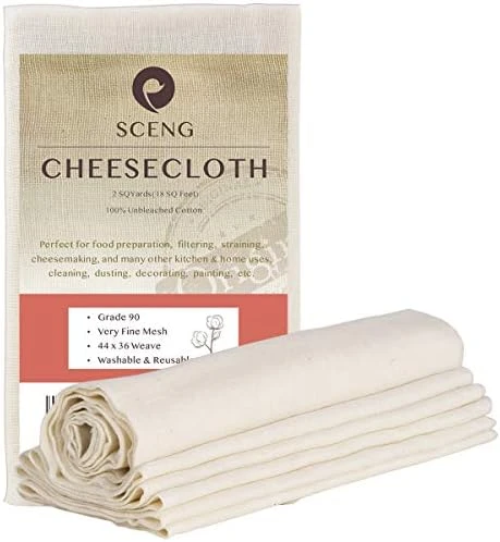 White Bleached Cheesecloth Bulk, Grade 90, 450 Sq Feet, Ultra Fine Reusable Cheese Cloth For Cooking, Straining 7 White Bleached Cheesecloth Bulk, Grade 90, 450 Sq Feet, Ultra Fine Reusable Cheese Cloth For Cooking, Straining - Image 7