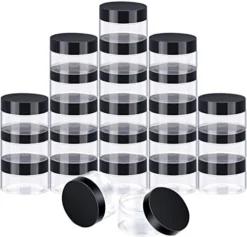 24 Pieces Empty Clear Plastic Jars With Lids Round Storage Containers Wide-Mouth For Beauty Product Cosmetic Cream Lotion Liquid Slime Butter Craft And Food (Black Lid, 2 Oz) -Kitchen Island Sale 41qx9mJEwFL. AC