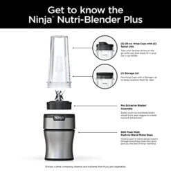 Ninja BN301 Nutri-Blender Plus Compact Personal Blender, 900-Peak-Watt Motor, Silver -Kitchen Island Sale 41qxTgOblES