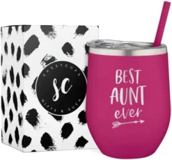 Best Aunt Ever Stainless Steel Personalized Tumbler - Insulated Cup With Cute Design - Slide Close Lid With Straw - For Pregnancy Announcements - Valentine's Day - Best Aunt Ever Gifts -Kitchen Island Sale 41r5ba byL. AC