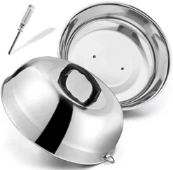 Cheese Melting Dome Set Of 2, 12 Inch Round Basting Cover Metal Steam Cover, Stainless Steel Griddle Accessories For Flat Top Grill/Outdoor BBQ/Kitchen Cooking -Kitchen Island Sale 41rTxXtdldL. AC