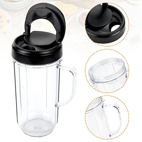 22 OZ Tall Mug Cup With Flip Top To-Go Lid - Replacement Part With Handle For 250W Blender Juicer - Replacement For Magic-Bullet Blender MB1001 - PACK Of 2 1 22 OZ Tall Mug Cup With Flip Top To-Go Lid - Replacement Part With Handle For 250W Blender Juicer - Replacement For Magic-Bullet Blender MB1001 - PACK Of 2