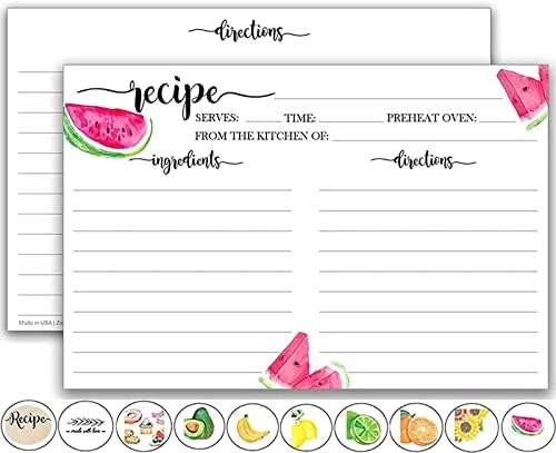 Fruit Recipe Cards 4x6 Double Sided (50) Lemon, Orange, Lime, Avocado, Watermelon Variety Pack, Cute Notecards For Organized Kitchen Storage - Thick, Matte, Non-Smudge Paper, Wedding, Shower 13 Fruit Recipe Cards 4x6 Double Sided (50) Lemon, Orange, Lime, Avocado, Watermelon Variety Pack, Cute Notecards For Organized Kitchen Storage - Thick, Matte, Non-Smudge Paper, Wedding, Shower - Image 13