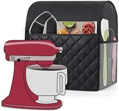 Uxja Dust Cover Compatible With 6-8 Quart KitchenAid Mixers, Dust Cover With Cloudy Side Pockets For 6-8 Quart Stand Mixers And Extra Accessories, Black -Kitchen Island Sale 41sBKKsuumL. AC
