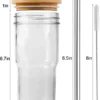 4 Pack Drinking Jars, Glass Drinking Cups With Bamboo Lid And Straw,22oz Iced Coffee Cups-Reusable Mason Jar Drinking Glasses For Bubble Tea, Beer, Smoothie