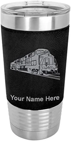 20oz Vacuum Insulated Tumbler Mug, Freight Train, Personalized Engraving Included (Faux Leather, Rustic) -Kitchen Island Sale 41sjpEDnqOL. AC