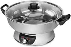 SP-610 Dual-Sided Shabu Hot Pot, 5Qt, Stainless Steel Aroma Housewares 3 Uncooked/6 Cups Cooked Rice Cooker, Steamer, Multicooker, 2-6 Cups, Black -Kitchen Island Sale 41snRVx1sL. AC