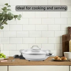 11.8" Large Capacity Electric Skillet - For Fry Bake Steam Simmer (Silver) -Kitchen Island Sale 41t1uqkCYSL