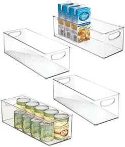 Plastic Stackable Kitchen Organizer - Storage Bin With Handles For Refrigerator, Freezer, Cabinet, And Pantry Shelves Organization - Food Container - Ligne Collection - 4 Pack - Clear -Kitchen Island Sale 41tFIHNKL2L. AC