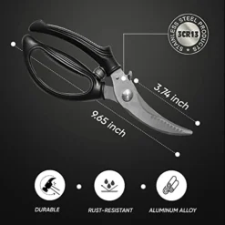 Ed Oak Poultry Shears - Heavy Duty Kitchen Chicken Shears With Anti-Slip Handle & Safety Lock - Poultry Scissors For Meat, Game, Chicken, Bone, Poultry & More - Spring Loaded. -Kitchen Island Sale 41tGSEdQkBL