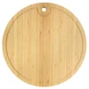 Bamboo Round Cutting And Serving Board, Charcuterie Board - 15" Diameter X 0.75" Thickness - 1 Piece