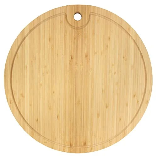 Bamboo Round Cutting And Serving Board, Charcuterie Board - 15" Diameter X 0.75" Thickness - 1 Piece 1 Bamboo Round Cutting And Serving Board, Charcuterie Board - 15" Diameter X 0.75" Thickness - 1 Piece