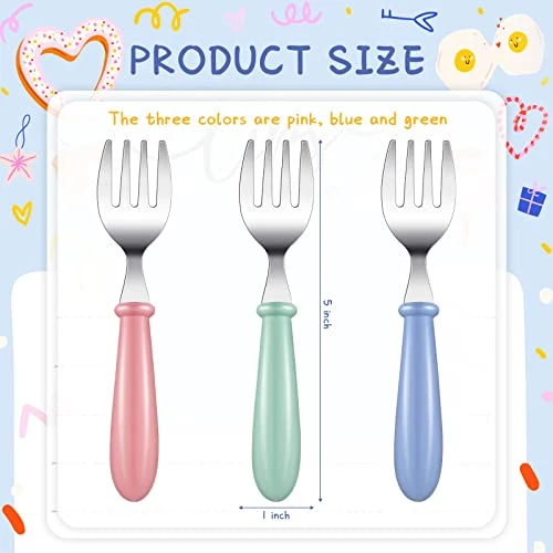 9 Pieces Stainless Steel Toddler Forks, Baby Forks, Kids Forks, For Self Feeding Metal Forks Boys Girls Small Training Forks For Children Cutlery Forks With Round Handle Safe Flatware 2 9 Pieces Stainless Steel Toddler Forks, Baby Forks, Kids Forks, For Self Feeding Metal Forks Boys Girls Small Training Forks For Children Cutlery Forks With Round Handle Safe Flatware - Image 2