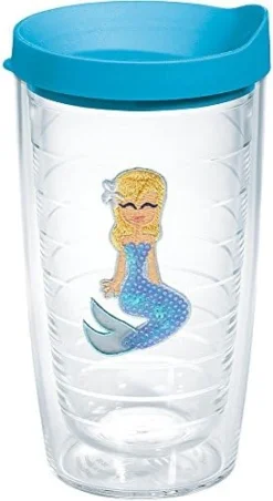 Tervis Blue Sequin Mermaid Insulated Tumbler With Emblem And Turquoise Lid, 16 Oz, Clear -Kitchen Island Sale 41tdmcL71kL. AC