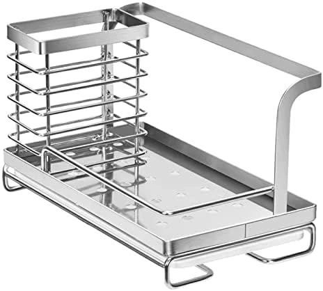 Sink Caddy Organizer Countertop Sponge Brush Soap Holder With Drain Pan Stainless Steel For Kitchen Black 7 Sink Caddy Organizer Countertop Sponge Brush Soap Holder With Drain Pan Stainless Steel For Kitchen Black - Image 7