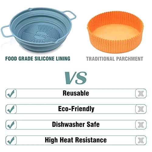2 Pack Air Fryer Silicone Liners, Foldable Silicone Air Fryer Basket, Easy To Clean, Reusable Air Fryer Silicone Pot, Air Fryer Silicone Baking Tray, 7.5 Inch For 3 To 5 QT (Red & Blue) 4 2 Pack Air Fryer Silicone Liners, Foldable Silicone Air Fryer Basket, Easy To Clean, Reusable Air Fryer Silicone Pot, Air Fryer Silicone Baking Tray, 7.5 Inch For 3 To 5 QT (Red & Blue) - Image 4