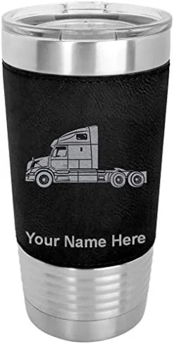20oz Vacuum Insulated Tumbler Mug, Truck Cab, Personalized Engraving Included (Faux Leather, Black) -Kitchen Island Sale 41u2eyhzjcL. AC