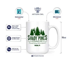 Shady Pines Retirement Home Mug - 15oz Deluxe Double-Sided Coffee Tea Mug (Green) -Kitchen Island Sale 41uEmrn8nXL