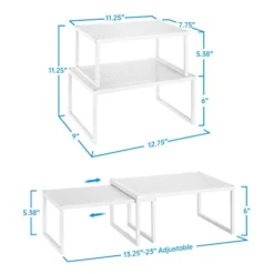 2 Pack- Simple Trending Cabinet Shelf Organizer, Kitchen Counter Shelf Rack For Pantry Organization, Expandable Stackable, White -Kitchen Island Sale 41uLKmvCCaL