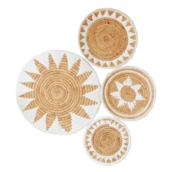 Wall Basket Decor - Set 4 Of Woven Wall Baskets, Wicker Wall Decor For Living Room Or Bedroom - Unique Boho Decor For Living Room And Bedroom