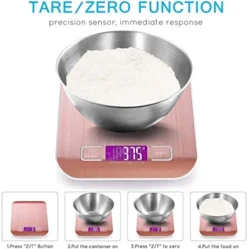 10kg/22lb Digital Kitchen Food Scale USB Rechargeable Stainless Steel Ultra Slim Food Scale High Precision With 0.04oz/1g Division Tare & Auto Off Function LCD Display (Rose Gold) -Kitchen Island Sale 41uspsqIrYL