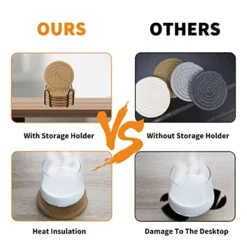 Coasters For Drinks With Holder, 6pcs Vintage Woven Coasters For Coffee Table, Water Absorbent Coaster Set, Handmade Braided Fabric Coasters, Home Decor Gifts (Brown) -Kitchen Island Sale 41v4M1hHx3L