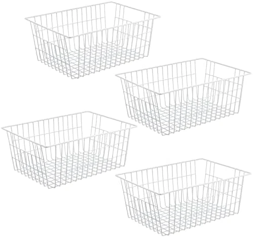 15.2" Metal Wire Baskets For Organizing 6 Pack, Household Pantry Storage Freezer Organizer Bins With Handles, Freezer Baskets For Upright Freezer, Refrigerators, Kitchen Cabinets, White 9 15.2" Metal Wire Baskets For Organizing 6 Pack, Household Pantry Storage Freezer Organizer Bins With Handles, Freezer Baskets For Upright Freezer, Refrigerators, Kitchen Cabinets, White - Image 9
