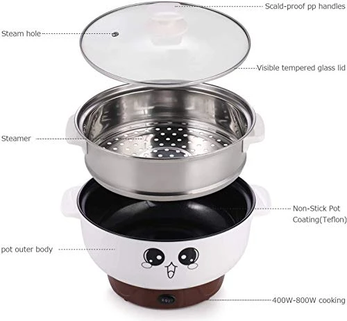 110 V,4 In 1 Multifunction Electric Skillet,Non-Stick Hot Pot,Stainless Steel Rice Cooker/Noodle Cooker,Portable Frying Pan & Roaster,Mini Stockpot With Lid. 5 110 V,4 In 1 Multifunction Electric Skillet,Non-Stick Hot Pot,Stainless Steel Rice Cooker/Noodle Cooker,Portable Frying Pan & Roaster,Mini Stockpot With Lid. - Image 5
