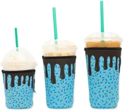 Axendale Iced Coffee Sleeves For Cold Drink Cups - 3 Pack Reusable Neoprene Iced Coffee Cup Sleeve For Cold Drinks, Compatible With Starbucks Dunkin And More (3 PK S/M/L, Black Wanderlust) -Kitchen Island Sale 41vIwEhVYVL. AC