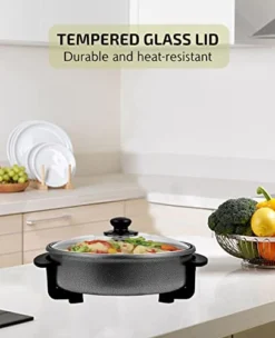 12-Inch Nonstick Electric Skillet - Aluminum Coated Grill Pan & Glass Lid Cover 9 12-Inch Nonstick Electric Skillet - Aluminum Coated Grill Pan & Glass Lid Cover -Kitchen Island Sale 41vMVdNpTKL