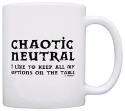 Gamer Mug Chaotic Neutral Funny RPG RTS Card Gaming 11oz Ceramic Coffee Mug Tea Cup White