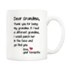 Mother's Day Funny Grandma Coffee Mug Christmas Gifts From Grandson Granddaughter, Dear Grandma, Thanks For Being... Love Your Favorite Cups 11 Oz, Birthday Present Idea For Grandmother
