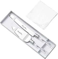 Set Of 3 Wedding Cake Cutting-Mr And Mrs Wedding Cake Knife Cake Pie Pastry Servers And White Lace Handkerchief,Cake Cutter And Server Set Perfect For Wedding,Birthday,Anniversary,Parties And Events -Kitchen Island Sale 41vguNP7bQL. AC