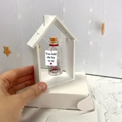 Anniversary Present For Her & Him, Romantic Gift For Boyfriend Girlfriend, Custom Message I Love You Gifts To Wife Husband (Key In Big Bottle - You Hold The Key To My Heart, In White Wood Frame) -Kitchen Island Sale 41w1loXbnjL