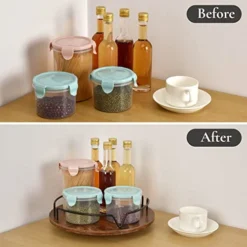 COZLUX Lazy Susan, Turntable Cabinet Organizer, 12 Inch Wood Table Top Spice Organizer For Kitchen Countertop, Pantry, Dining Tables, Rustic Brown Black -Kitchen Island Sale 41w2lt0va3L