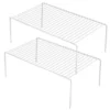 GEDLIRE Kitchen Cabinet Shelf Organizer Set Of 2, Large (15.7 X 9.4 Inch) Metal Wire Pantry Storage Shelves, Dish Plate Racks For Cabinets, Freezer, Counter, Cupboard Organizers And Storage, White