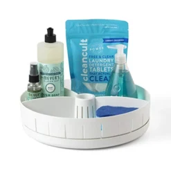 SinkSuite Under Sink Turntable With Adjustable Dividers, Lazy Susan Organizer For Kitchen Or Bathroom Storage