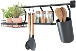 IDesign Austin Kitchen Metal Wall Organizer, Holds Spices, Utensils, Black -Kitchen Island Sale 41wQa1kwkML. AC