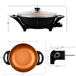 13" Nonstick Electric Skillet - For Fry Bake Steam Simmer (5Qt, Copper) -Kitchen Island Sale 41wbocEuEkL
