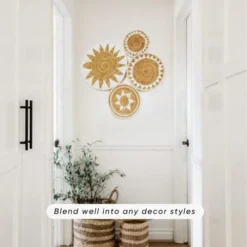 Wall Basket Decor - Set 4 Of Woven Wall Baskets, Wicker Wall Decor For Living Room Or Bedroom - Unique Boho Decor For Living Room And Bedroom -Kitchen Island Sale 41whNKGSzGL