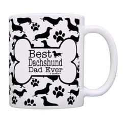 Dog Owner Gift Best Dachshund Dad Ever Paw Pattern 11oz Ceramic Coffee Mug Tea Cup White